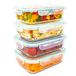 Sans marque Boîtes de préparation de repas en verre avec couvercle - 3 pièces - 1,5 L - Transparent