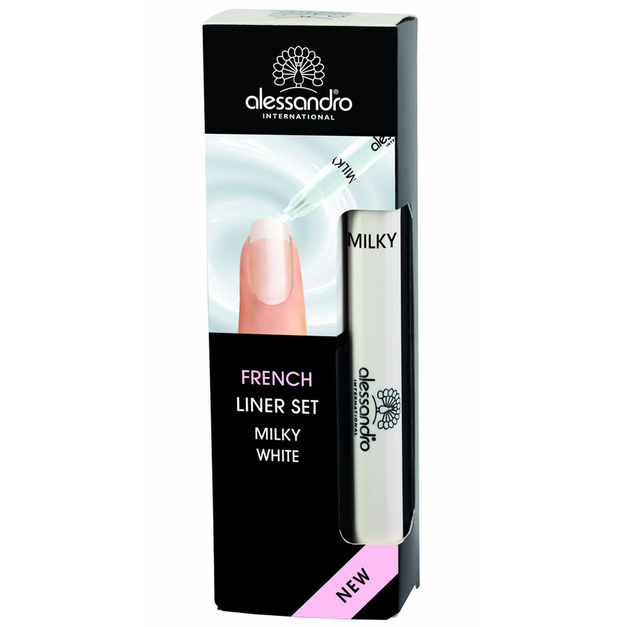 Alessandro French Liner Set: Pen 3,2 ml + Top Coat 5 Manicure sjablonen Nagellak 3.2