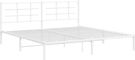 vidaXL Bedframe met hoofdbord metaal wit 200x200 cm