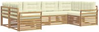 vidaXL - Buiten - bank - set - 6 - st - Wit - en - crèmekleurig - Massief - Acacia - Hout