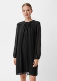 comma - Vrouwen - Chiffon jurk met plooien - Zwart
