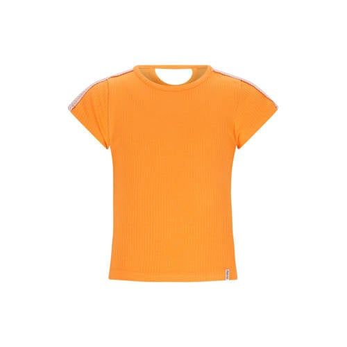 NONO T-shirt oranje rib gebreid