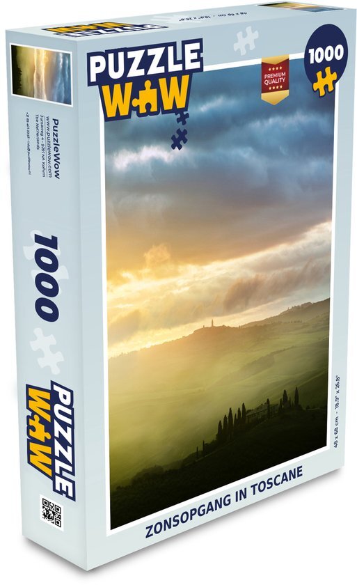 MuchoWow Puzzel Mist - Zon - Berg - Toscane - Legpuzzel - Puzzel 1000 stukjes volwassenen - Sinterklaas cadeautjes - Sinterklaas voor grote kinderen