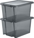 EDA Boîte de rangement 80L - gris - empilable - L56 x L50 x H36 cm