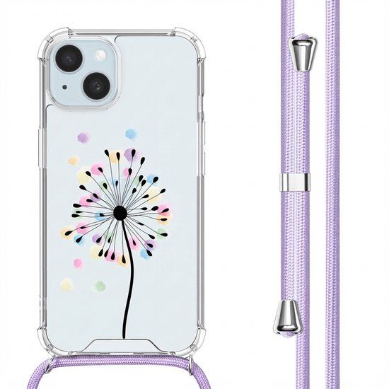 imoshion Hoesje - Geschikt voor Apple iPhone 15 - Design Hoesje met Koord - Sandstone Dandelion
