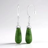 Cavill - 925 Sterling Zilver Oorbellen - Groene Kwarts 0.42 ct - Druppelvorm - Gerhodineerd - Chique Dames Sieraden 55 mm