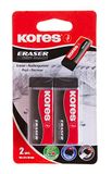 Kores KE-20 PVC Eraser, zwart, papieren huls, 60 x 21 x 10 mm, blisterverpakking van 2 stuks