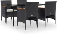 vidaXL 5-delige Tuinset met kussens zwart