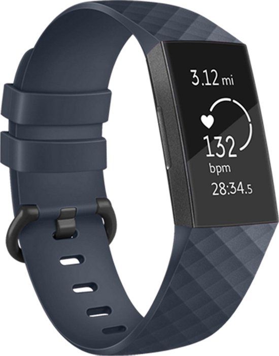 imoshion Siliconen Bandje - Geschikt voor Fitbit Charge 3, Charge 4 - Donkerblauw - One Size