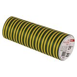EMOS PVC-isolatietape, geel-groen, verpakking van 10, 19 mm x 20 m, 0,13 mm banddikte, zelfklevend, hoge spanningssterkte en gebruikstemperatuurbereik, UV-bestendig, waterdicht, zonder textielweefsel
