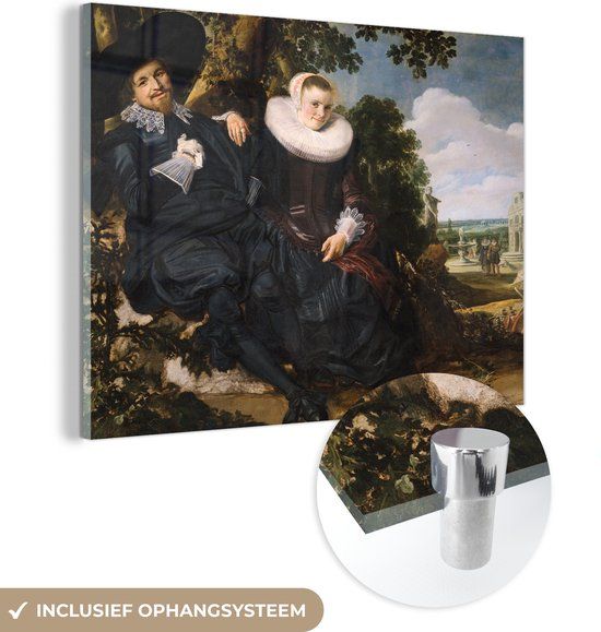 MuchoWow® Glass Painting 40x30 cm - Acrylic Glass Painting - Portrait of a Couple - Frans Hals - Photo on Glass - Paintings