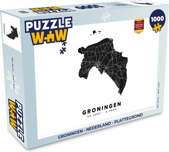 MuchoWow Puzzel Groningen - Nederland - Plattegrond - Legpuzzel - Puzzel 1000 stukjes volwassenen - Stadskaart