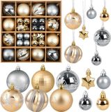 Unyqoos® Set van 44 decoratieve kerstballen in goud en zilver