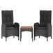 vidaXL Loungeset 3-delig - Noir - Poly rotin - Avec coussins