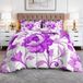 Couette Double avec Imprimé Floral et Taies d'Oreiller