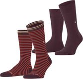 Burlington Everyday Stripe- Mixed 2-Pack katoen sokken heren rood - maat 40-46