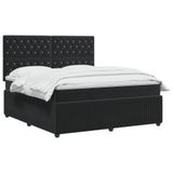 vidaXL Boxspringbed met matras Zwart 160 x 200 cm Fluweel