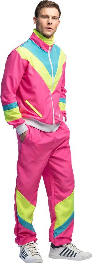 Boland Retro Dude Trainingspak - Neonroze (L) - Mannen - Hippie - 80's & 90's - Disco