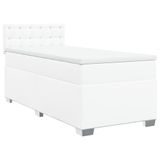 VidaXL Boxspring met matras, kunstleer, wit, 80x200 cm