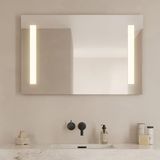 Loevschall Godhavn Vierkante spiegel met verlichting, led-spiegel met touch-schakelaar, 100 x 65 cm, badkamerspiegel met ledverlichting, verstelbare badkamerspiegel met verlichting