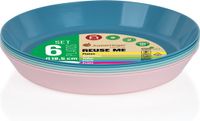 Juypal Hogar Juypal Borden - 6x - pastel tinten - kunststof - D18,5 x H2,5 cm - herbruikbaar - BPA-vrij