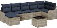 vidaXL Tuinbank Set met kussen 8 pcs Grijs Poly rattan