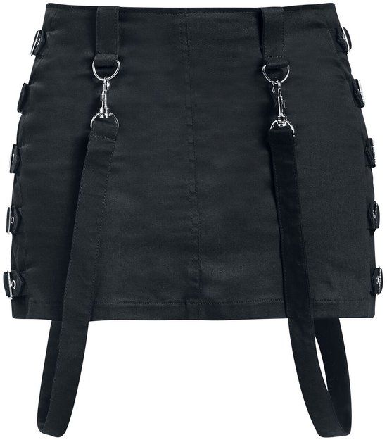 Gothicana by EMP Gothicana Zwarte korte rok met gespen - Dames - 3XL