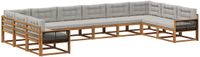vidaXL - Hoek loungeset - 10 zitplekken - Naturel en lichtgrijs - Acacia hout
