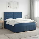 vidaXL Boxspringbed met matras met hoofdeinde Blauw 160 x 200 cm Stof