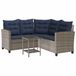 vidaXL Banc de jardin avec table et coussins, en forme de L, poly rotin, gris