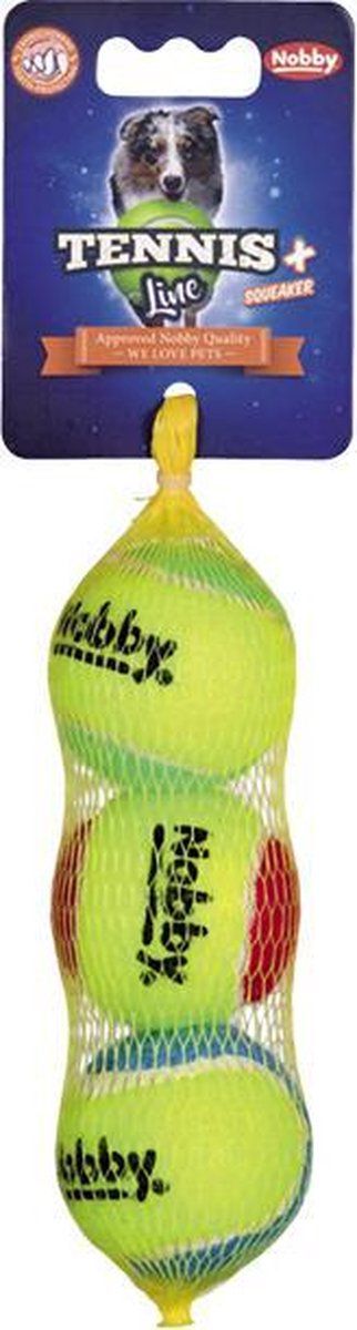 Nobby tennisbal 2 kleuren small - 5 cm - 3 stuks