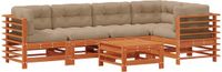 vidaXL - Tuin - loungeset - 5 zitplekken - Wasbruin grenenhout - Massief grenenhout
