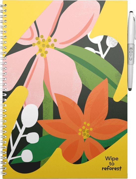 MOYU Flower Vibes A4 Erasable Notebook - Hardcover - Multifunction Pages - Includes Pen