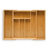 Relaxdays Bestekbak Bamboe Uitschuifbare Besteklade Keuken Organizer 5 x 29-48 x 34 cm Naturel