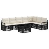 vidaXL Tuinbank - Set - 8 - st - Zwart - en - Crème - Wit - poly - rattan