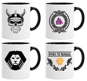 Acen Merchandise Viking Set van 4 koffiekopjes en thee voor ontbijt, verjaardagscadeau voor vader, oom, moeder