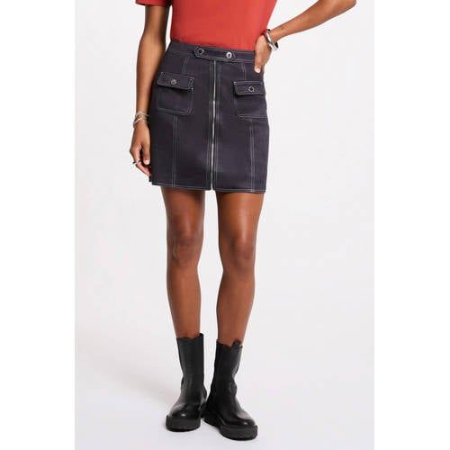 Morgan Imitatieleren Rok Marineblauw