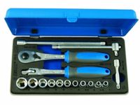 Unior Heren 611996 steeksleutelassortiment 1/4" in metalen cassette, zwart