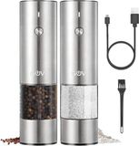 Shenzhen Haorui Industrial Technology Co., Ltd. Set de moulins à poivre et à sel électriques - Acier inoxydable - Rechargeable et réglable - Gadget de cuisine