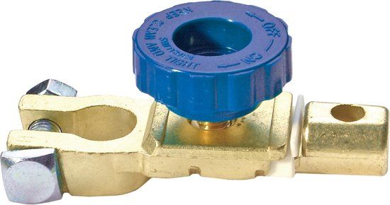 BGS Accu pool onderbreker - Recht model - Verstelbare pool klem - Universeel - Oldtimer - Youngtimer - Anti diefstal - Blauw/Goud