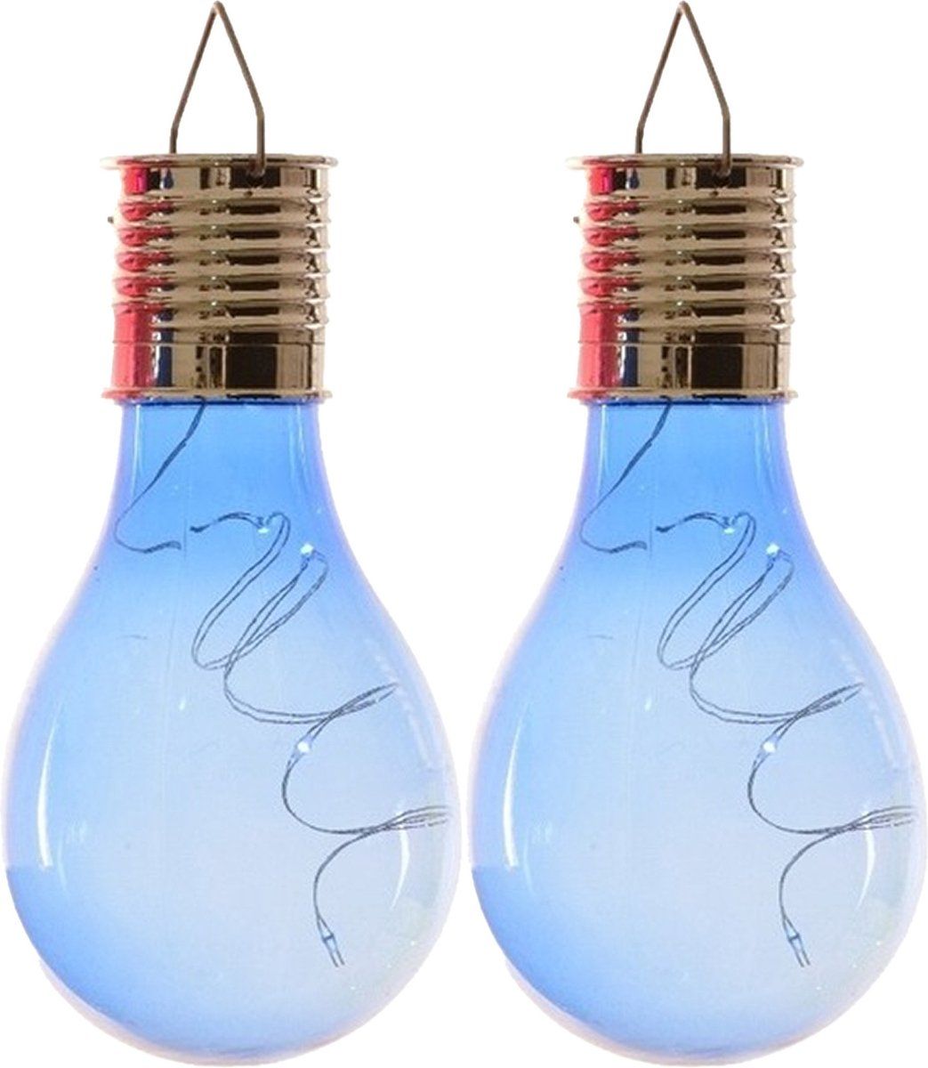 Lumineo Solar Tuin LED Ophang Verlichting - Blauw - 4 Stuks