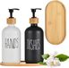 Unyqoos® Distributeur de savon en verre, set de 2, Noir et Blanc, 500 ml