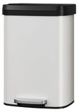 Poubelle de cuisine - Poubelle à pédale de 50 litres - Inox - Fermeture douce - Anti-odeur - Anti-traces de doigts - Blanc