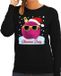 Bellatio Decorations Foute kersttrui - sweater - zwart - Chirstmas party - roze coole kerstbal - voor dames - kerstkleding / christmas outfit M