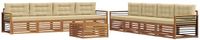 vidaXL - Bank loungeset - 8 zitplekken - Natuurlijk en beige - Acacia hout