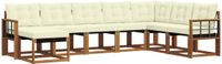 vidaXL - Hoek loungeset - 8 zitplaatsen - Natuurlijk en crème - Acacia hout