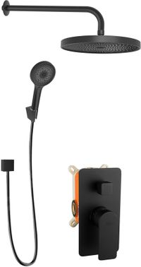 kielle Ensemble de douche avec robinet encastré, pour 2 applications, avec accessoires et corps principal, noir