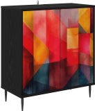 vidaXL Dressoir HEESCH Zwart eiken 69 x 33 x 76 cm Bewerkt hout