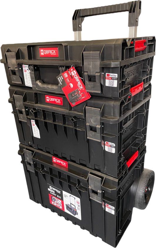 Qbrick System ONE 2.0 Technik Set Nr. 1 Gereedschapswagen Set + ONE 200 2.0 Technik + ONE 350 2.0 Technik + ONE Cart 2.0 IP66 105,4 l 640 x 440 x 900 mm