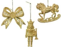 Decoris Kaemingk Hanger kunststof a3 Bow rockinghorse-nutcracker wood look kerst Decoris